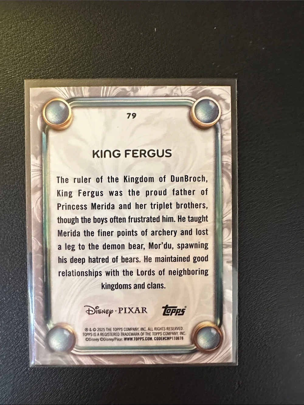 Topps Pixar King Fergus Trading Card - Pink and Blue Accents